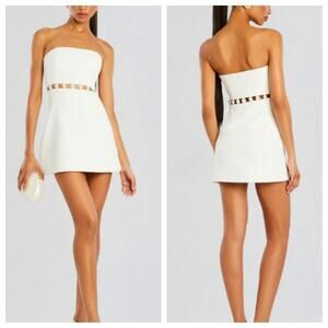 Retrofete White Strapless Pearl Embellished Dress Size M